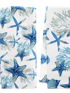 Home Collection Blue and White Starfish Kitchen Dish Towels